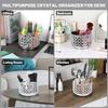 BTSKY Crystal 360 Degree Rotating Desk Organizer Decorative Storage Box with 4 Compartments, Glitter Metal Makeup Brush Holder Elegant Storage Caddy
