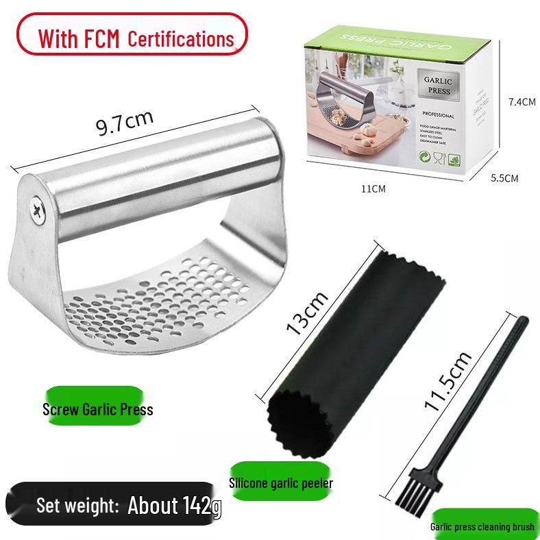 Stainless Steel Ring-Shaped Garlic Press and Crusher