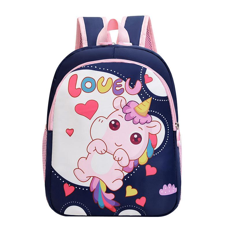 Cute Cartoon Unicorn Print Kids Backpack Large Capacity Breathable Nylon Schoolbag