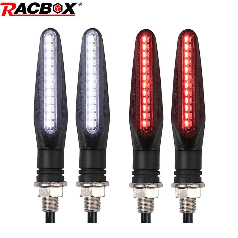 New Motorcycle 24LEDs High Bright Amber Turn Signal Indicator Light Front Rear White Day Running Light Flowing Red Brake Lamps