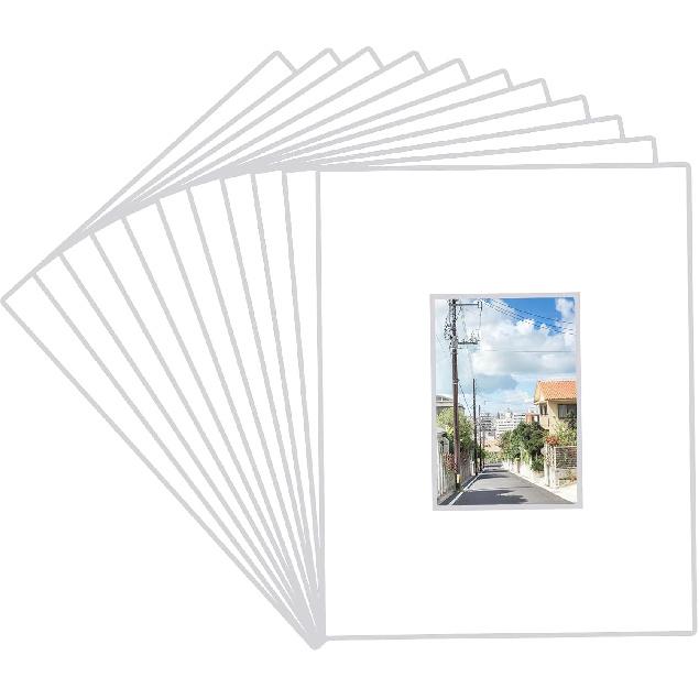 Prudiut 15 Pack 8x10 White Picture Mats, Frame Mattes for 5x7 Pictures Photo Frame Mat Core Bevel Cut Mat Board Show Kit for Photos, Prints, Artworks