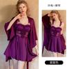 Women's Satin Lace Sheer Tie Padded Cami Sleep Dress with Robe Lounge Set