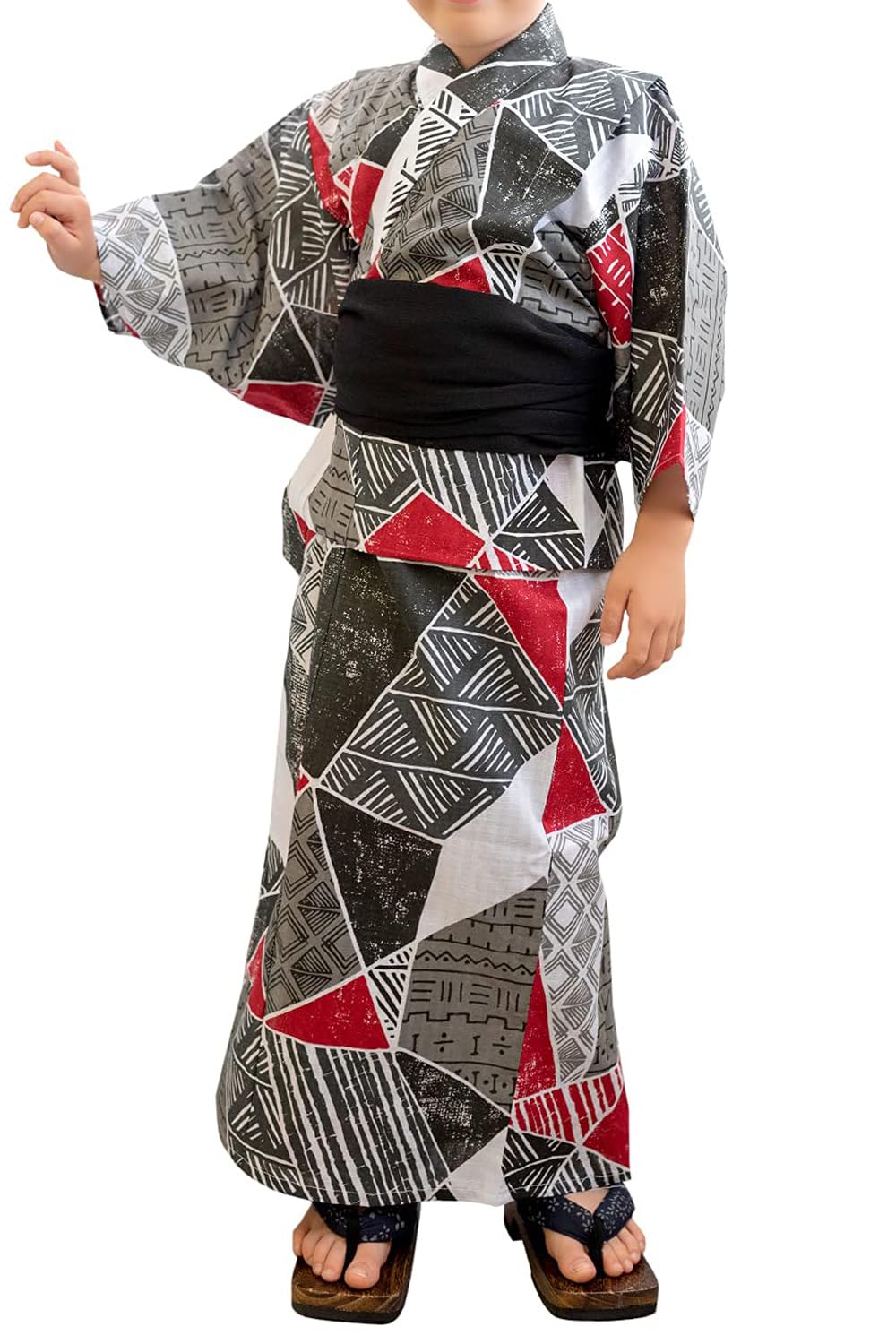 

Юката с рисунком, набор хэко для мальчиков x бордовый пояс хэко [KYOETSU], набор, тканый, 2 предмета (юката, оби) (120, 3-пазл + черный)