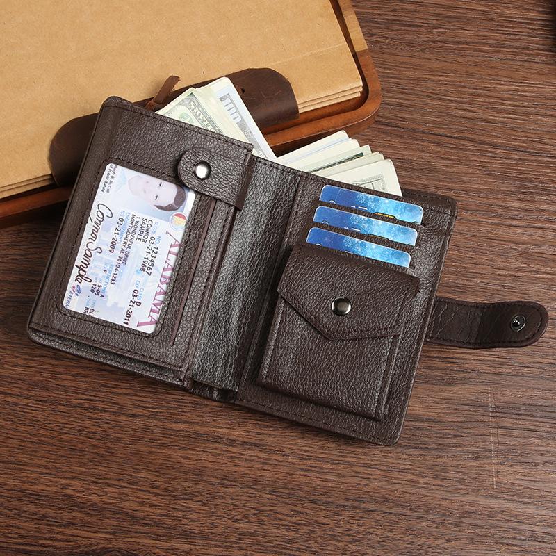 Vintage Business Men's Wallet PU Leather Bifold with ID Window Multi Card Slots Slim RFID Protection