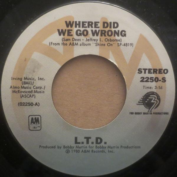 

7-дюймовая пластинка L.T.D. Где мы ошиблись 2250S AM Records 1980 US SoulFunk Б/у
