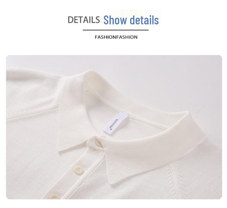 Summer 2026 Men's Italian Knit Polo Shirt - Retro Solid Color Lapel Short Sleeve