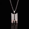 BTS Logo Pendant Necklace Pave Hip Hop Unisex Clavicle Chain Gold Rose Gold Silver K-Pop Idol Fan Merchandise Fashion Jewelry Gift