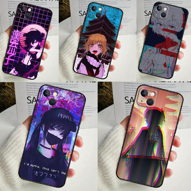Vaporwave Glitch Anime Case For Oppo A40 A60 A80 A78 A98 A58 A38 A18 A54 A74 A94 A96 A76 A16 A15 A17 A57 A5 A6 Pro