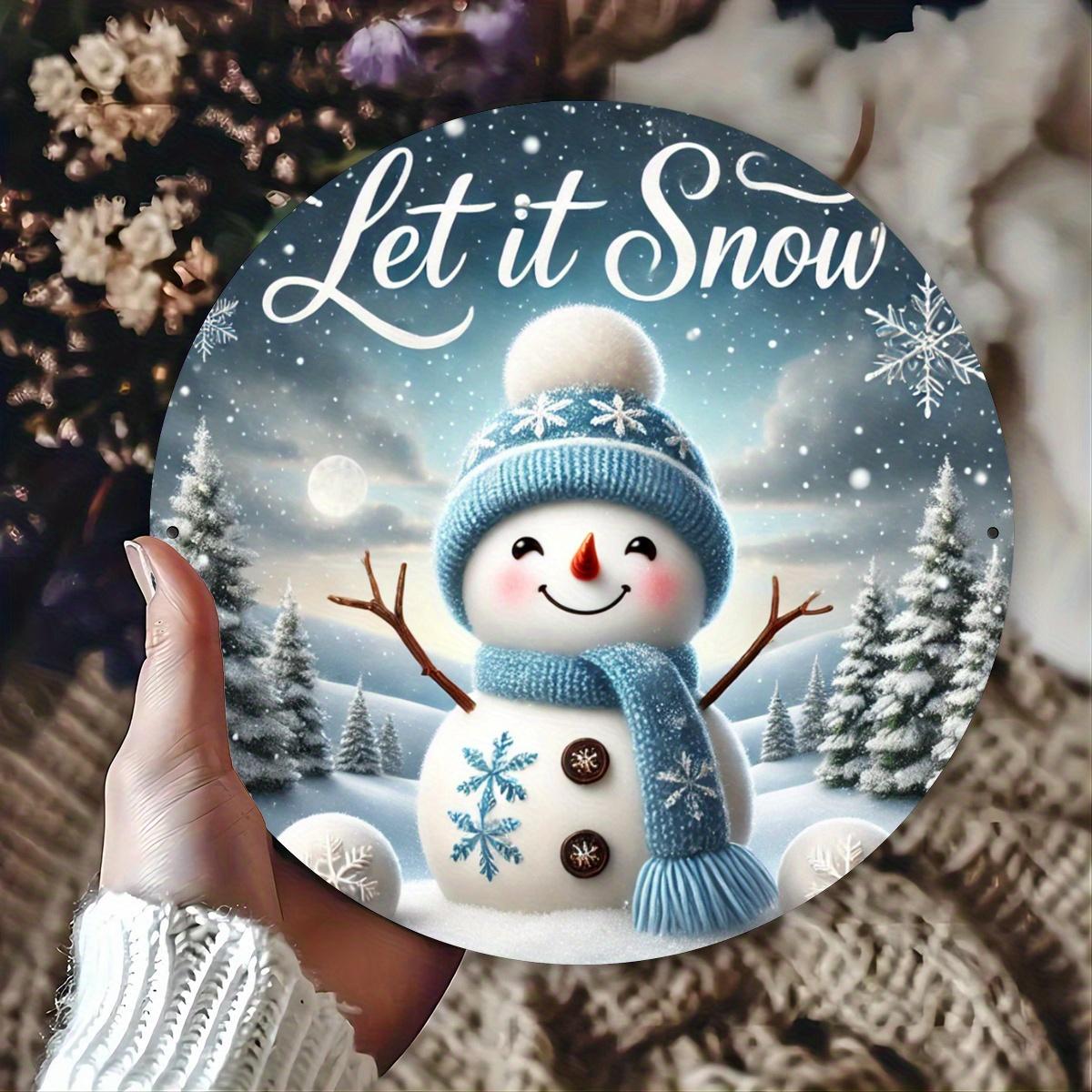 Let It Snow Winter Snowman Metal Tin Sign for Christmas Home Decor 20x30cm(7.8x11.8inch)