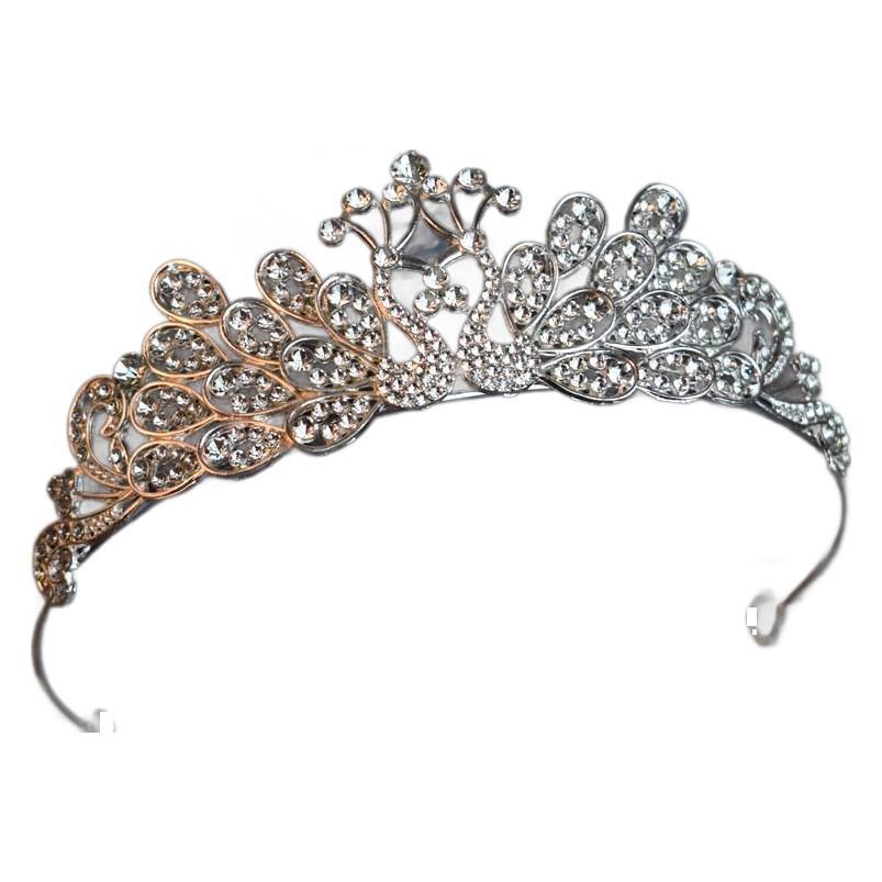 Korean Version Alloy Crown Princess Peacock Shaped Hair Accessory  Colorful Girl Birthday Party Performance King Crown Super Fairy