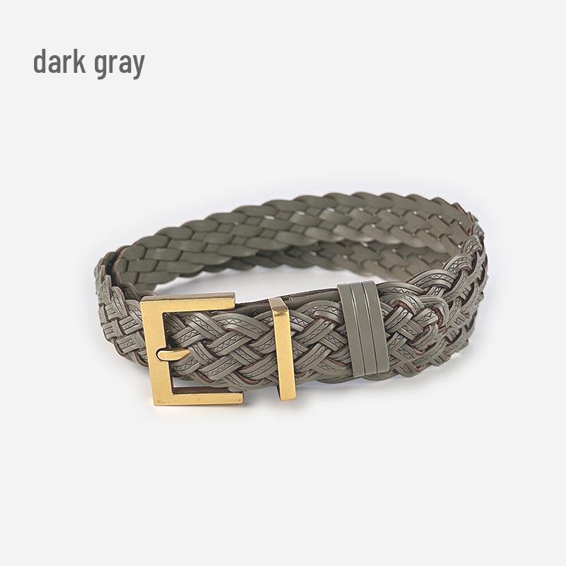 

Women s Retro Woven Leather Belt for Casual Pants, Jeans, Short Skirts 105 cm темно-сірий