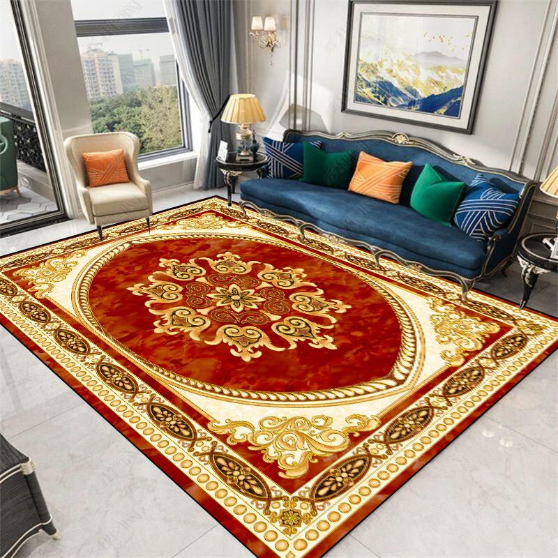European Luxury Frame Carpet Living Room Decoration Home Rugs Comfortable Non Slip Bedroom Large Rug Washable Coffee Table Mat