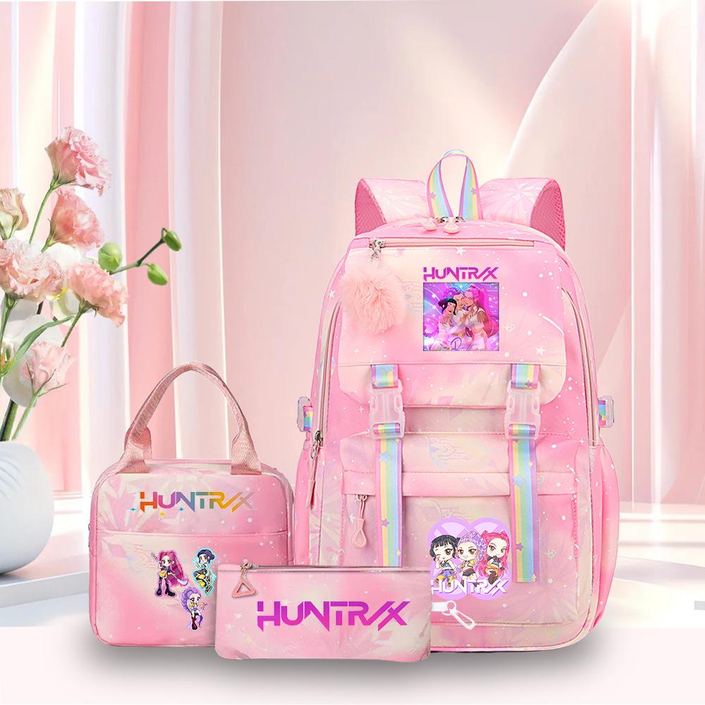 K-Pop Witch Hunters Cartoon Printed Student Pencil Bag Lunch Bag Three-Piece Backpack Three piece set