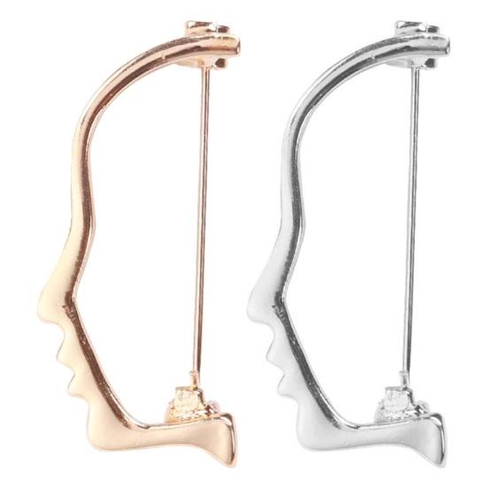 Creative Face Shape Brooch Exquisite Hollow Pin Women Shawl Lapel Suit Badge