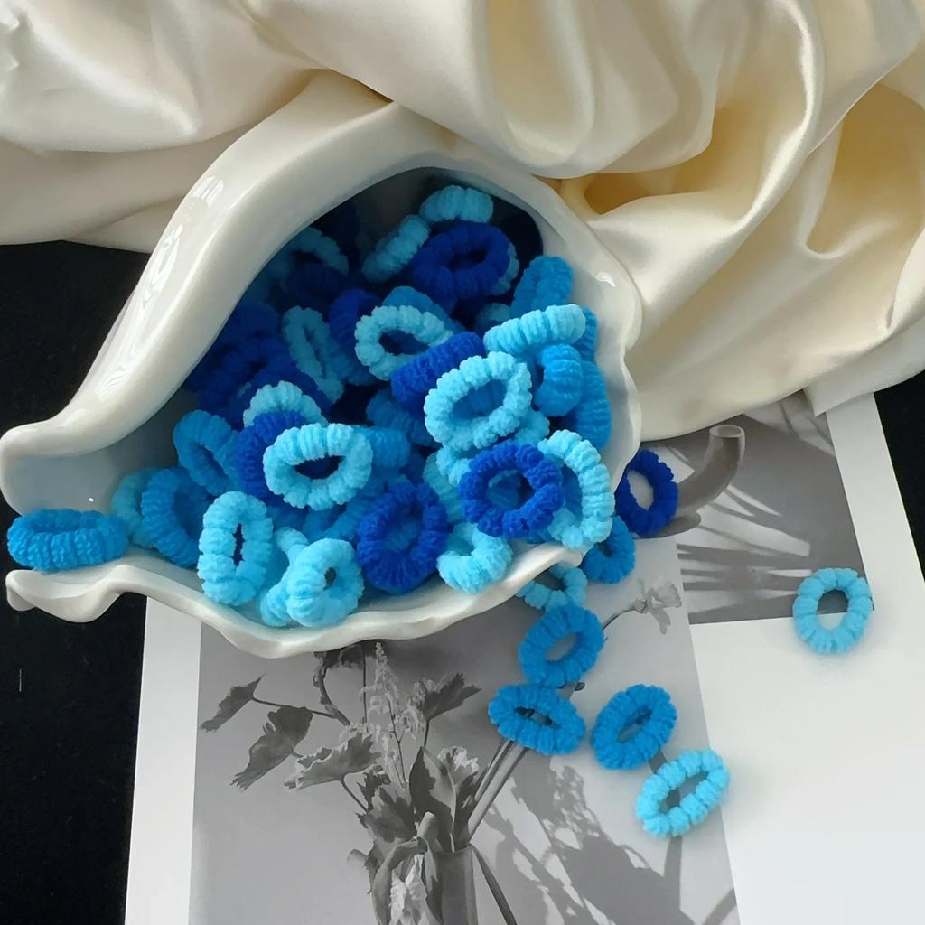 Süße Haargummis Gummibänder 100 Stück Bonbonfarben Kinder Uni Elastische Haarbänder Baby Mädchen Scrunchie Gummibänder