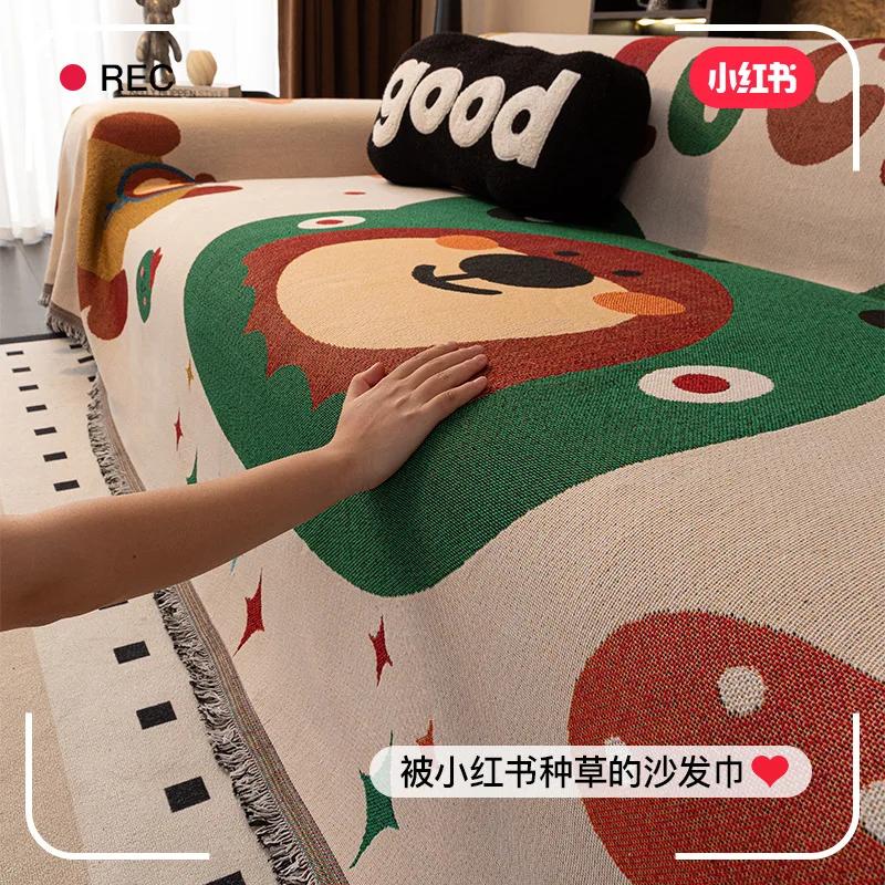 Universal Creative cartoon Couch Towel Full Cloth Cover Four Seasons Sofa Carpet Non-Slip Cover Blanket Proof Cat Scratch
