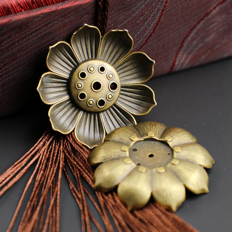 Lotus Alloy Multi-Hole Incense Holder and Burner Tray - Ornamental Incense Diffuser for Sticks