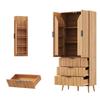 Kitchen Cabinet, with 2 Doors and 3 Spacious Drawers, with Door Shelves, for Kitchen, Living Room and Dining Room, 75 × 35× 180 Cm
