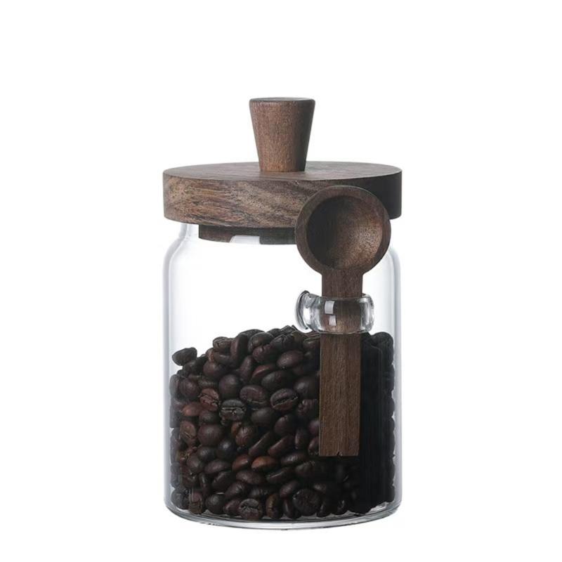 Clear Glass Coffee Canister Airtights Storage Jar For Kitchen Organization