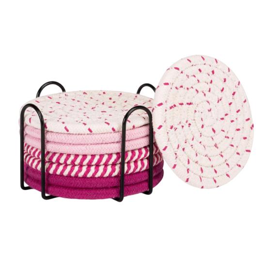 8Pcs Trivets Set for Hot Dishes Cotton Woven Pot Holders Heat Resistant Hot Pads Non-Slip Kitchen Table Protector for Counter
