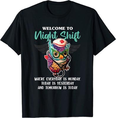 Willkommen Nachtschicht Krankenpflege Krankenschwester Eulen Liebhaber Unisex T-shirt