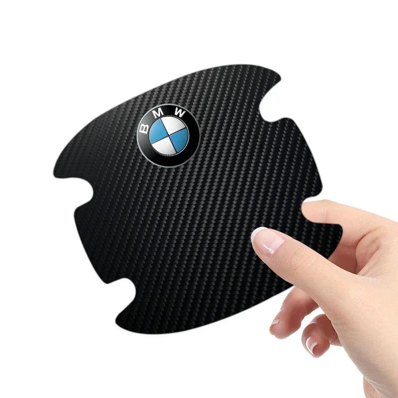 4 ADET Karbon Fiber Araba Kapı Kolu Koruma Etiketi Amblem Aksesuarları BMW 3 4 5 7 Serisi GT X1 X3 X4 X5 X6 F15 F16 F18 F10 için