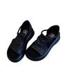Sheepskin Version~ French Retro Platform Thick Heel Leather Sandals Women's Summer Simple Velcro Commuter Open-toed Roman Shoes