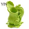 Animal Statue Decor Chameleon Design Pen Holder, PETG Stationery Organizer with Stable Leaf Artistic Desk for Office Base, 3D Supplies Storage