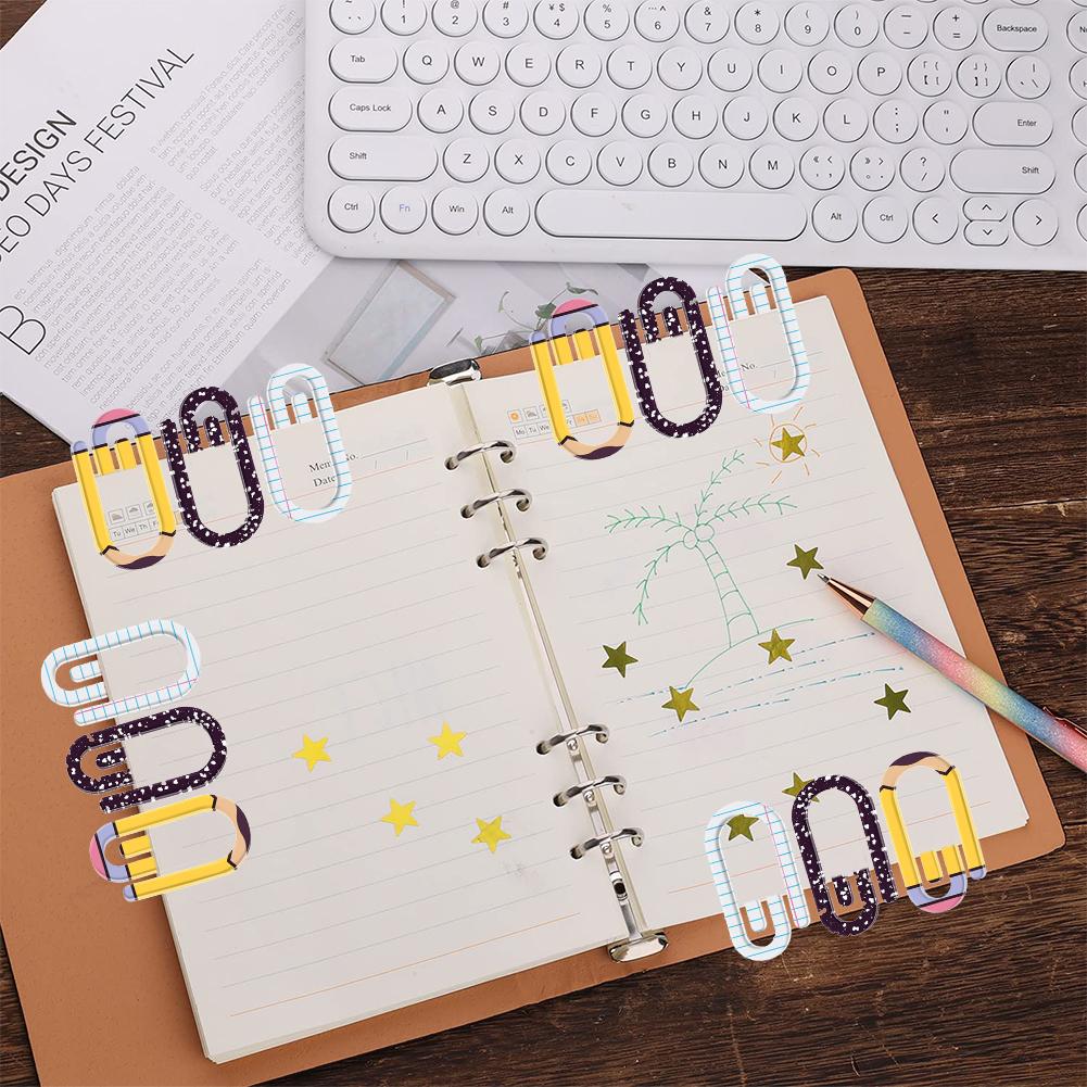 Set of 12 Paperclip Bookmark Pencil Notebook Paperclips Large Personalized Paper Clips for Book Lovers Back To School Supplies