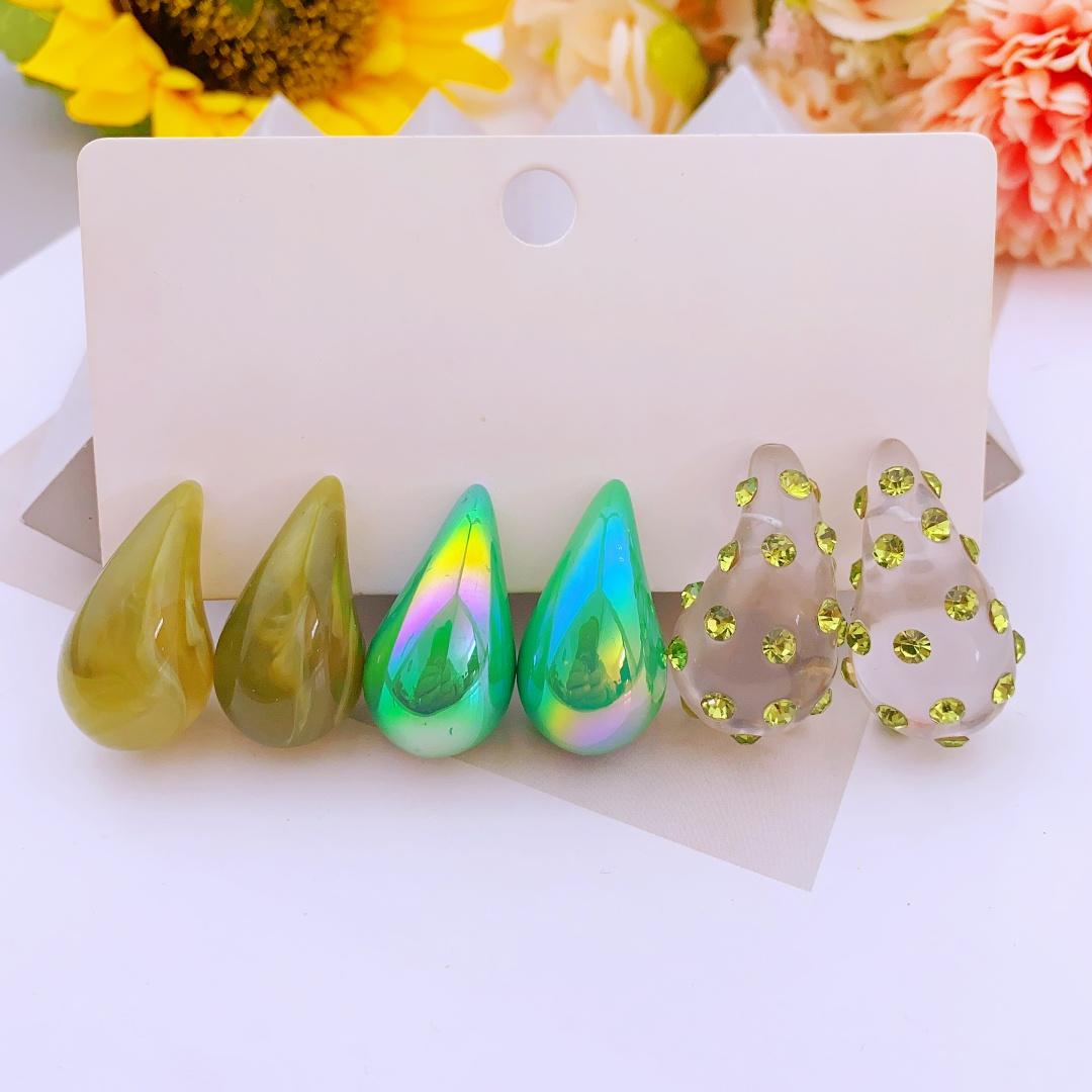 

3 пары акриловых сережек-подвесок в винтажном стиле для повседневного и праздничного женского образа