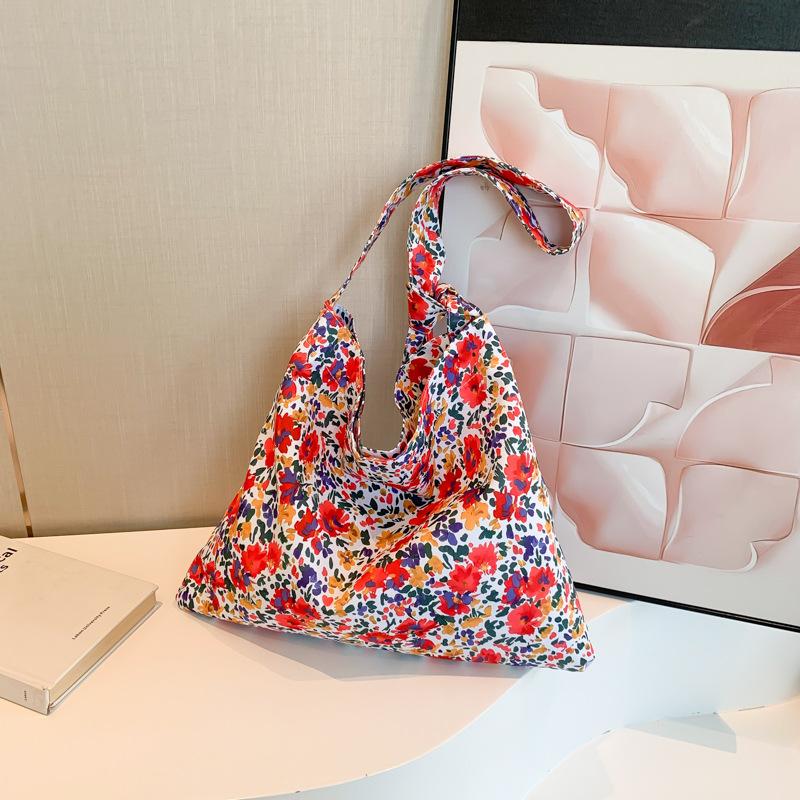 New Spring and Summer Korean Floral Bag Thin Cotton Bag Large Capacity Shoulder Bag Tilt Straddle Women's Bag