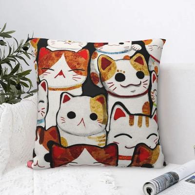 Maneki Neko Cat Lucky Cat Pillowcase Soft Polyester Cushion Cover Decor Pillow Case Cover Bedroom Wholesale