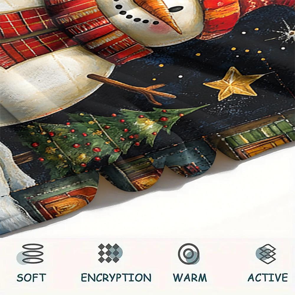 snowman Print Flannel Blanket, High quality Comfortable for All Seasons, Home Decor, Warmth and Comfort, Perfect for Christmas Gifts