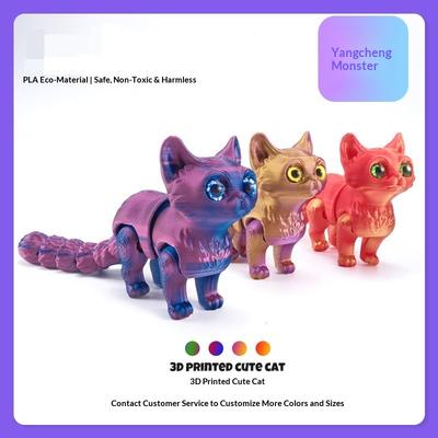 3D Printing Kitten Joint Flexible and Retractable Movable Children's Gift Toy Model Car Ornament Figure Cute Cat