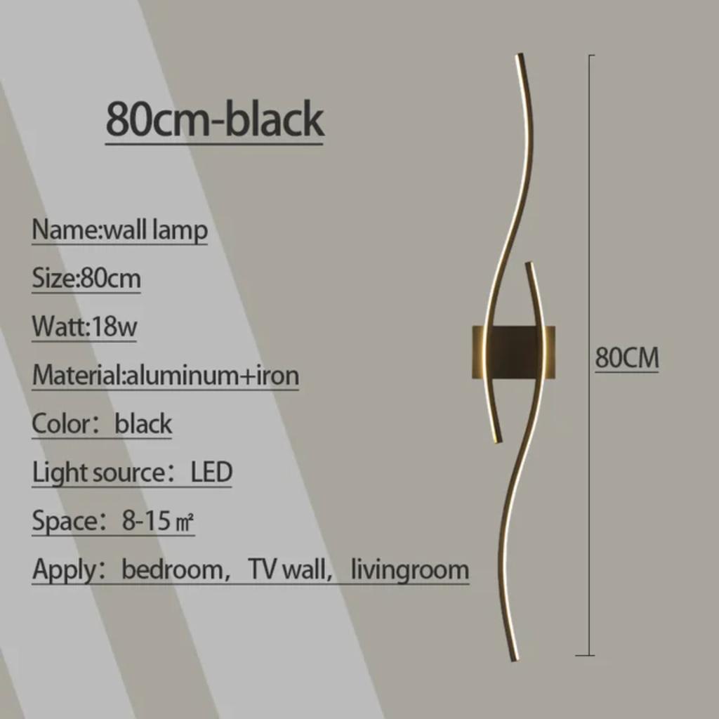 Nové stylové a současné LED nástěnné svítidlo s moderním designem ve tvaru S, ideální pro osvětlení chodby a obývacího pokoje, 18W lampa