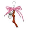 Colorful Knitted Heart Bow Keyring Phone Bag Charm with PU Cord