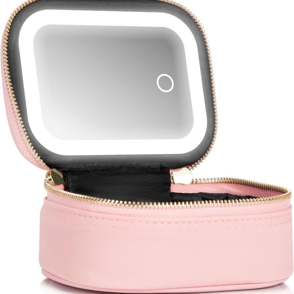 In Stock: Waterproof PU Makeup Bag with Light Design - Portable and Perfect for Travel