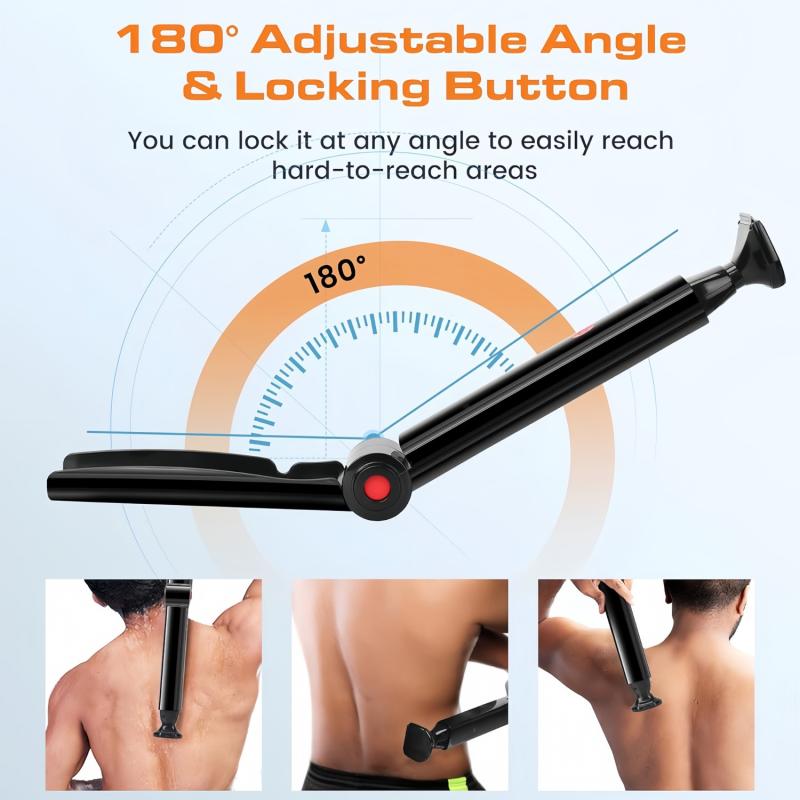 Electric Back Shaver 2In1 Facial Hair Trimmer Razor Rechargeable Foldable Handle Back Hair Removal Men Body Groomer Father Gift