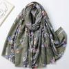 New Winter Vintage Penoy Floral Fringe Viscose Shawls Scarf Lady High Quality Wrap Pashmina Stole Bufandas Muslim Hijab 180*90Cm