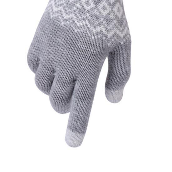Touch Screen Gloves 1 Pair Women Jacquard Autumn Winter Thickened Windproof Knitted for Travel