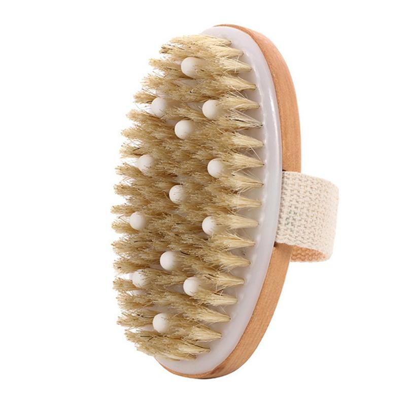 2 In 1 Dry Skin Body Brush Natural Bristle Dead Skin Remover Anti Cellulite Exfoliates Blood Circulation Health Massage Tools