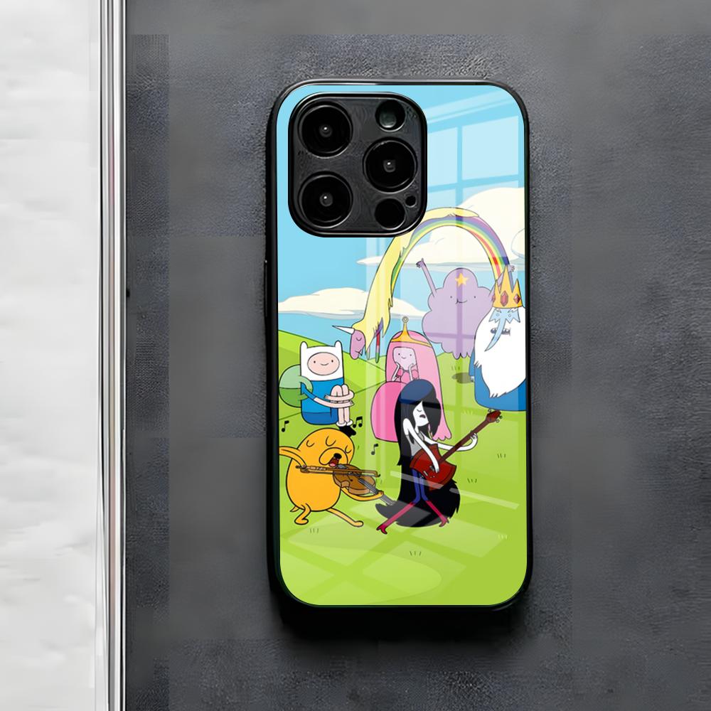 A-AdventureS Cartoon-T-Time-AT Phone Case For IPhone 17 Air 16 E Pro Max 15 14 13 Mini 12 Pro 11 Max Plus Black Glass Cover