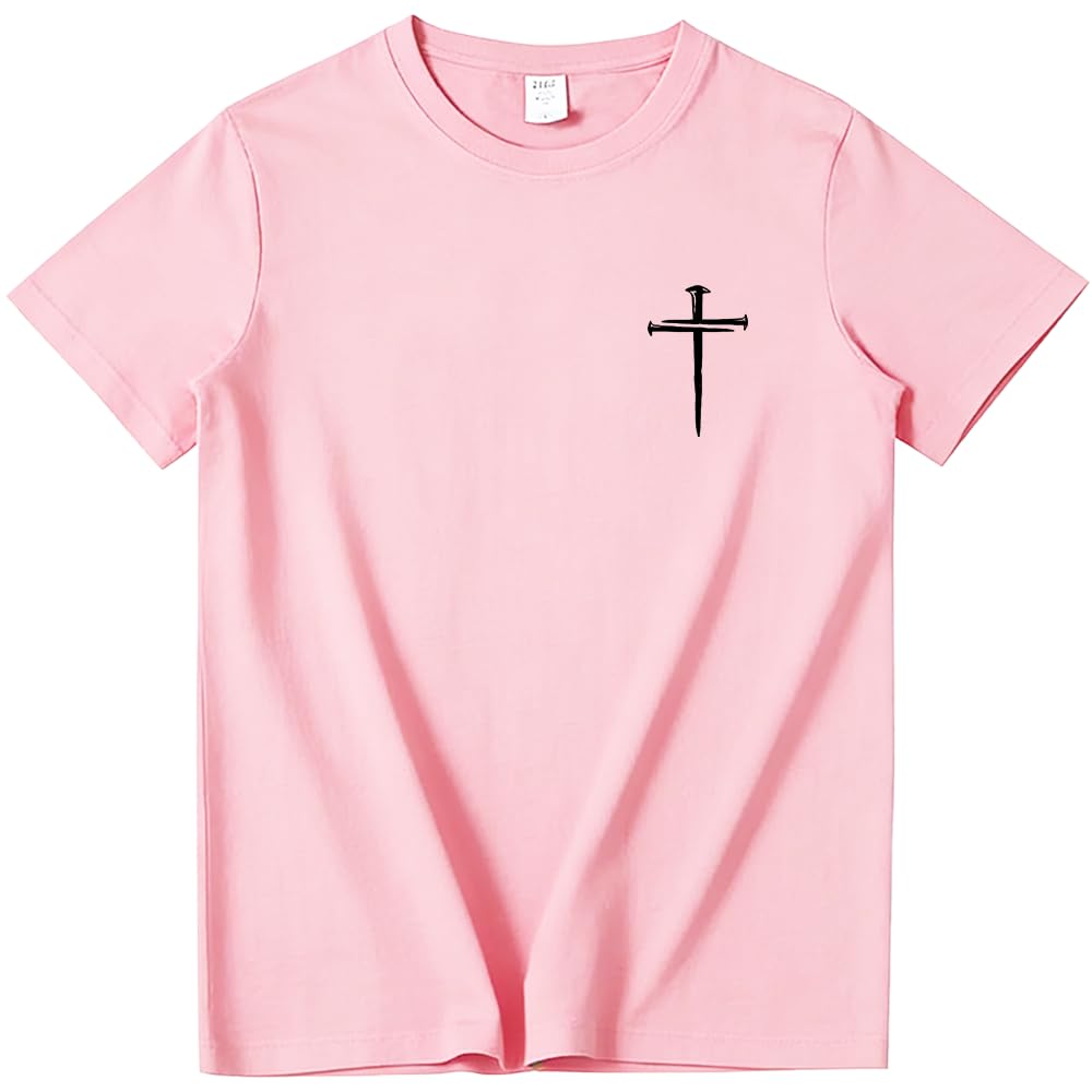 Three Nails Cross T-Shirt God Christian Faith Jesus Shirt Casual Crew Neck Short Sleeve Graphic Tee Tops