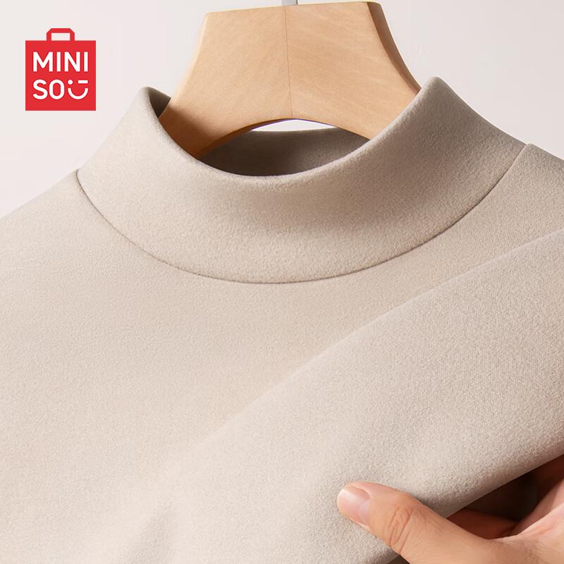 MINISO Men's Fleece-Lined Long Sleeve Thermal T-Shirt