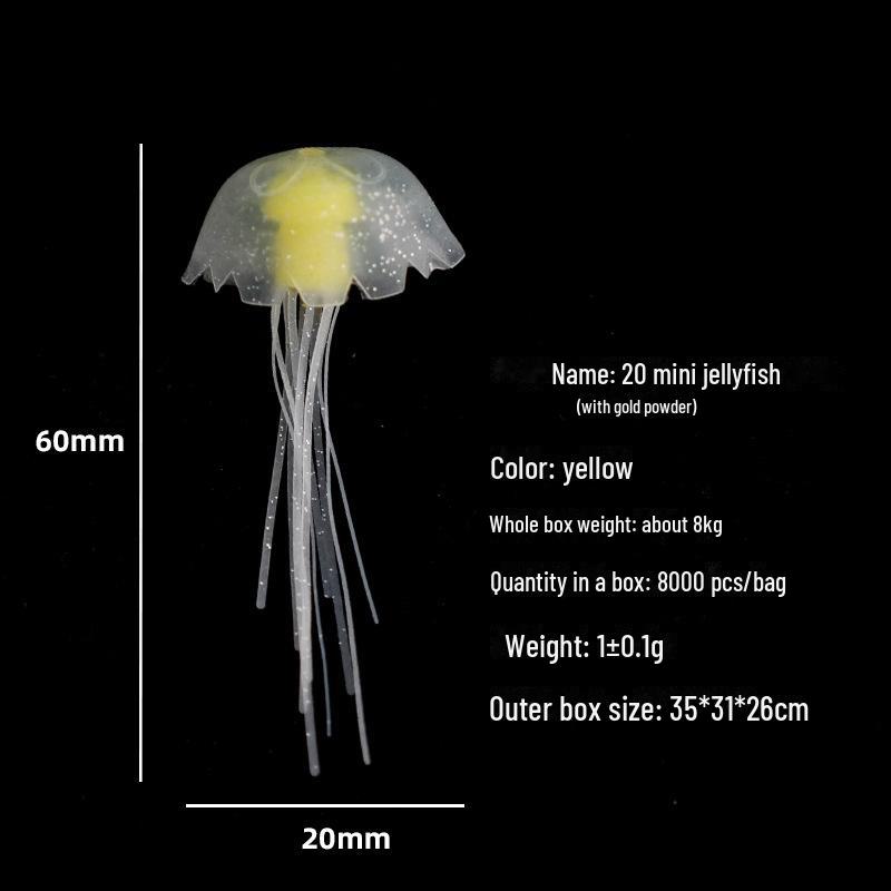 Mini Luminous Silicone Jellyfish for Aquarium Decoration