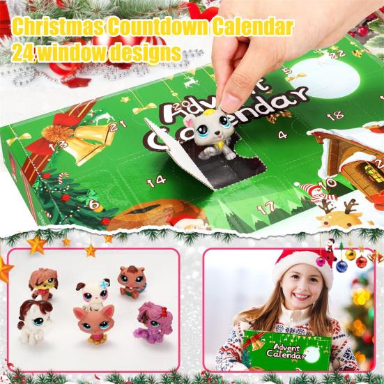 24-Day Christmas Advent Calendar Countdown Box with Collectible Character Ornaments Multifunctional Holiday Decoration for Kids