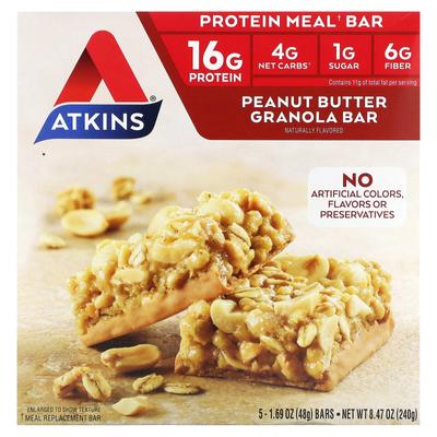 Protein Meal Bar, Peanut Butter Granola Bar, 5 Bars, 48G (1.69Oz) Each