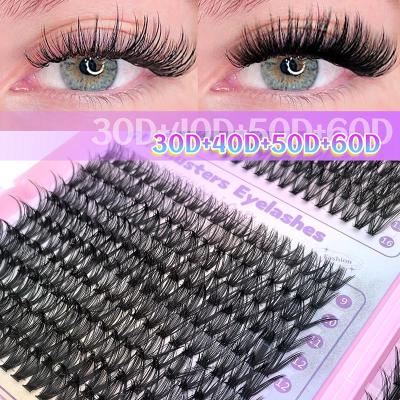 Lashes Cluster Diy Lash Extension Mixed Tray Clusters Eyelashes Fluffy Individual Lashes With Lash Bond And Seal And Tweezers