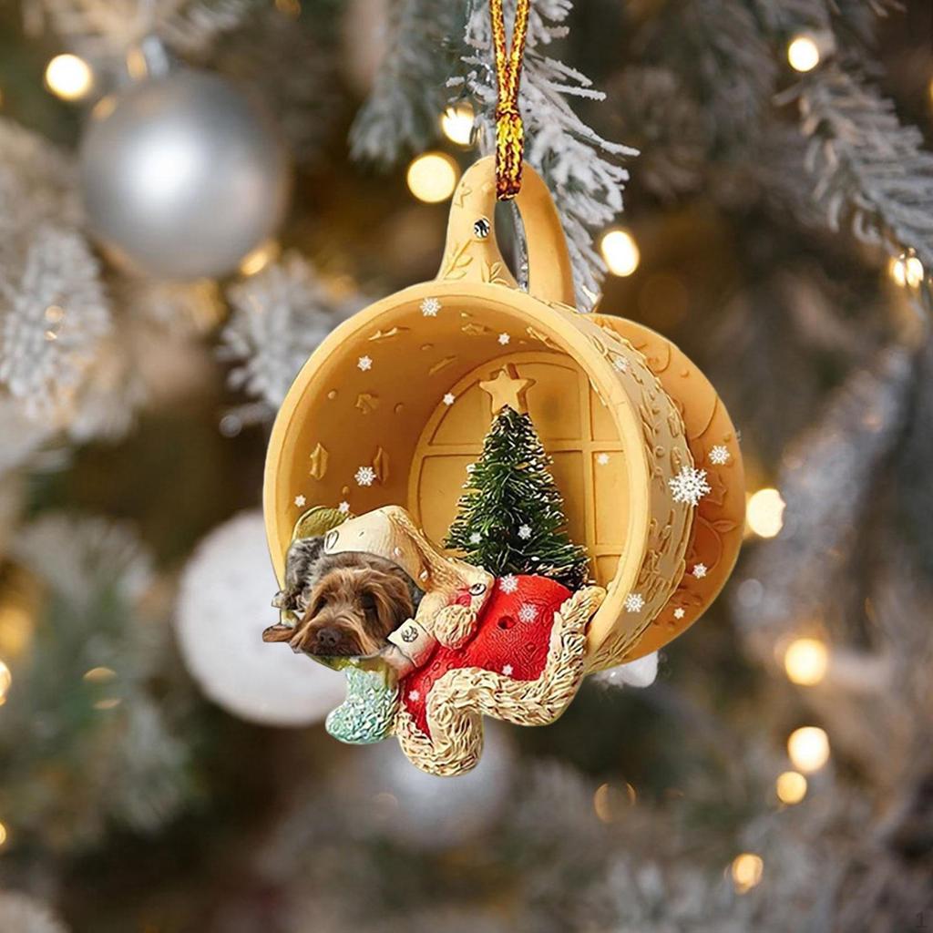 Christmas Dog Hanging Ornament, Statues with Hats, Car Interior Ornament