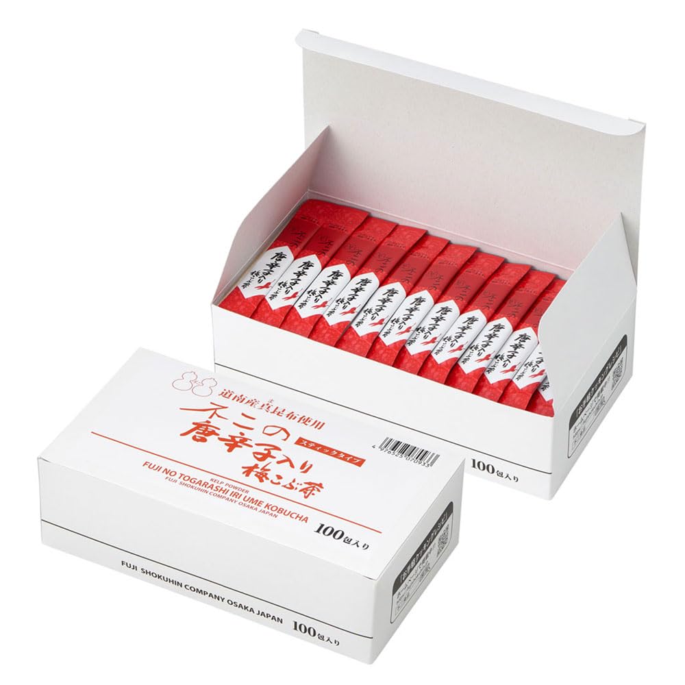 Fuji Foods Fuji Chili Pepper and Plum Kombu Tea Sticks 200g x 100 Boxed (2g packets)